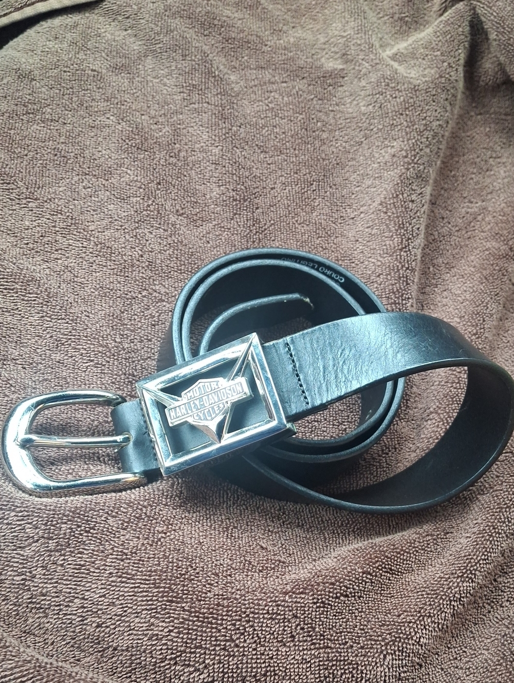 Harley-Davidson Men's Black Leather Belt with Branded Buckle